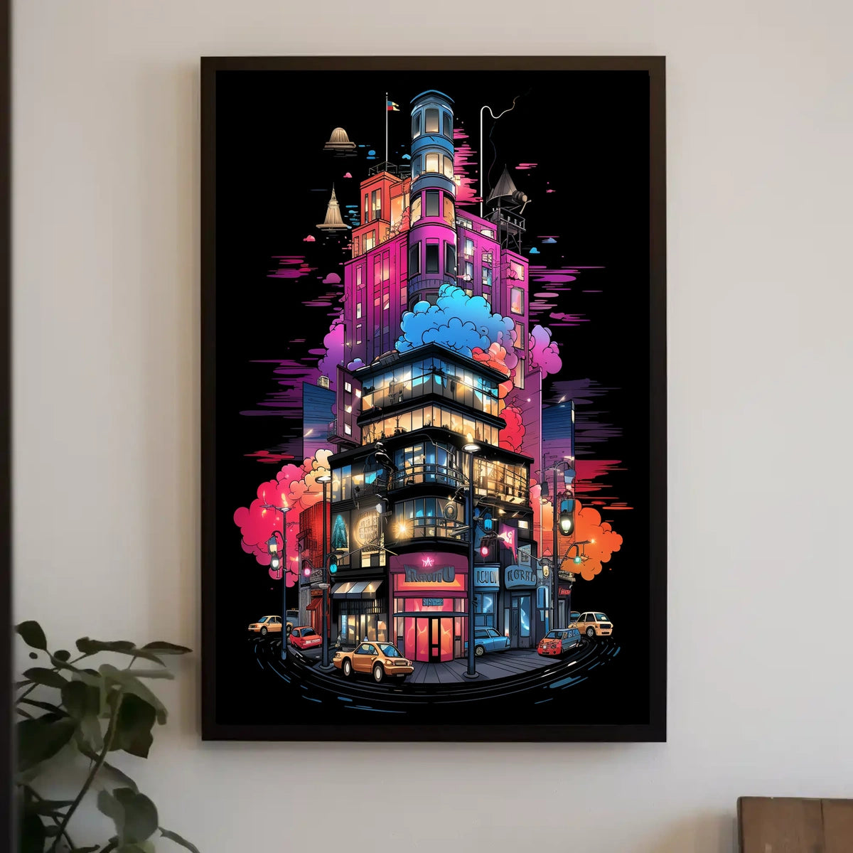 Neon Cityscape Poster
