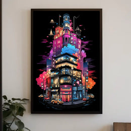 Neon Cityscape Poster