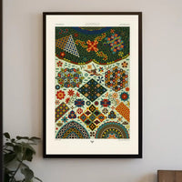 Japanese Pattern Harmony: Vibrant Geometrical and Floral Tapestry Poster