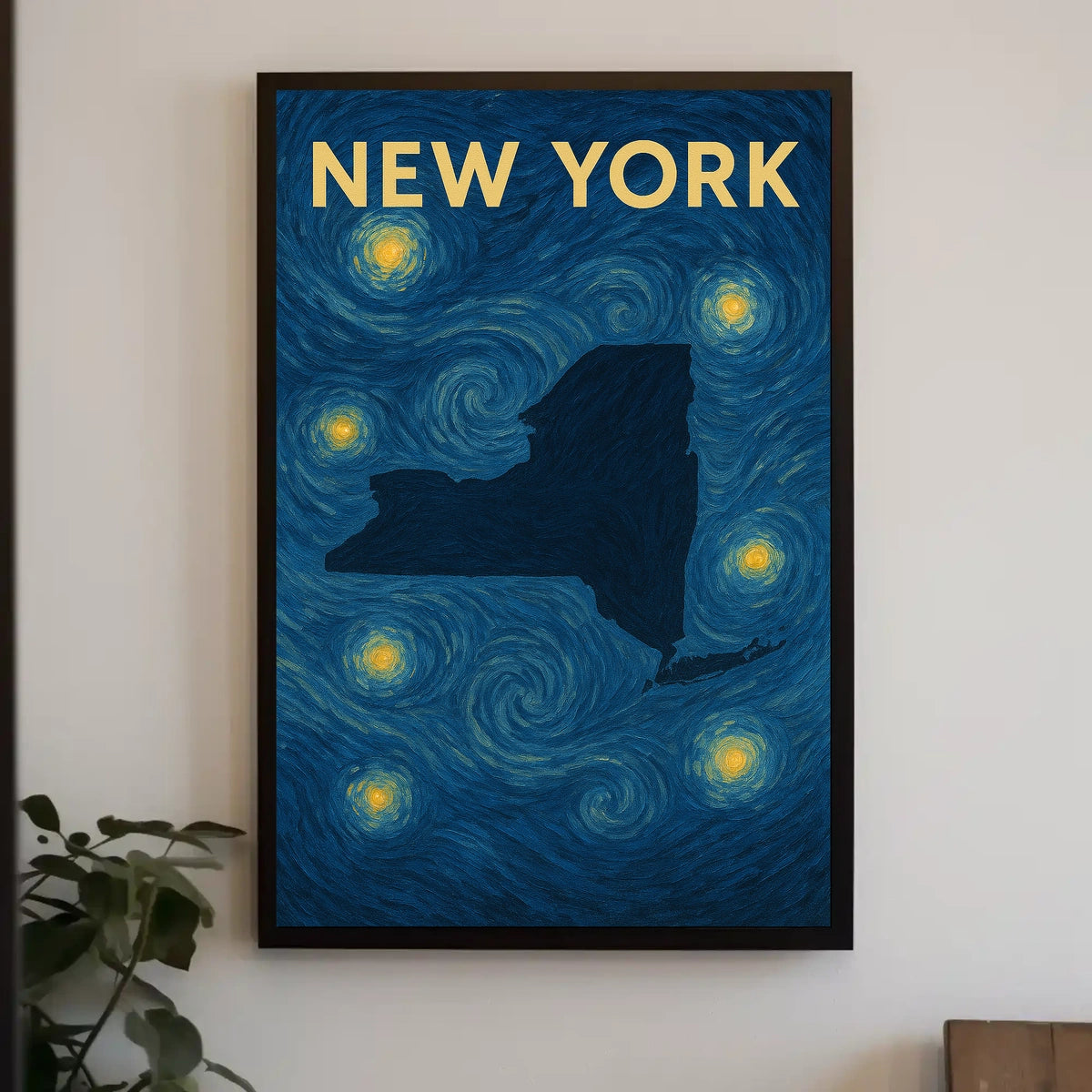 New York City Starry Night Skyline Poster Modern Wall Art