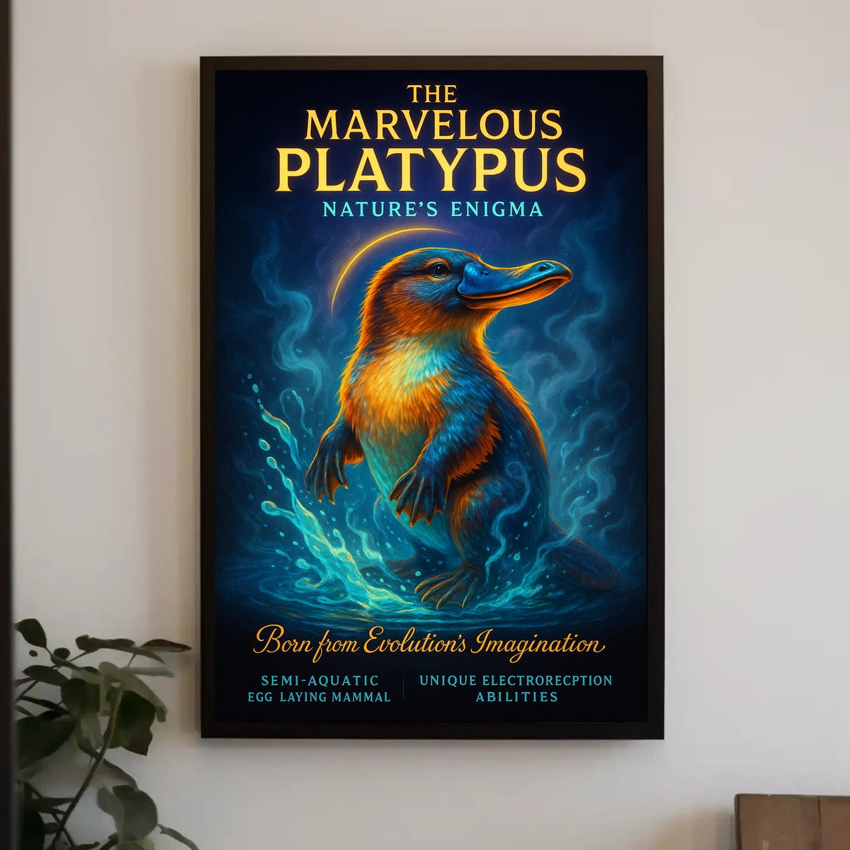 Platypus Wonders: Vibrant Creature Celebration Animal Poster