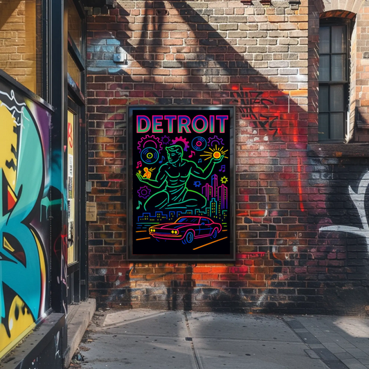 Detroit Neon Motor City Spirit Of Detroit Travel Poster