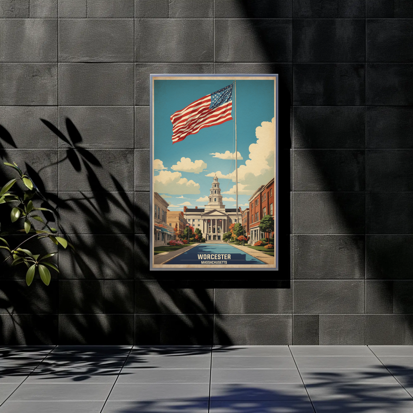 Worcester Massachusetts Grand Civic Pride Vintage Travel Poster