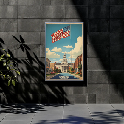 Worcester Massachusetts Grand Civic Pride Vintage Travel Poster