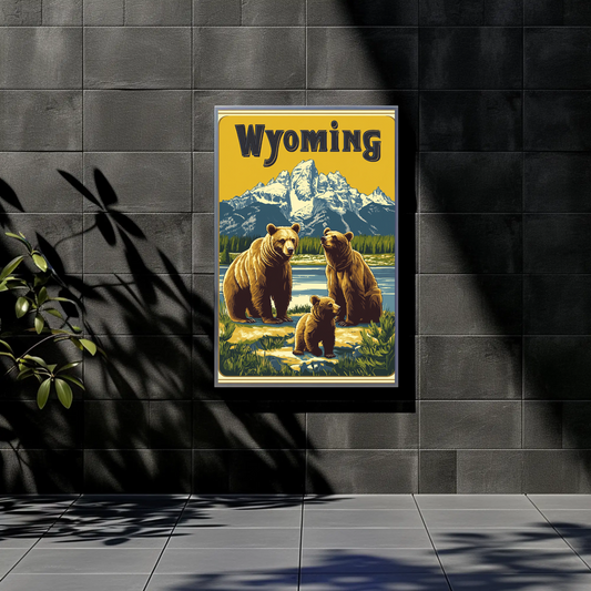 Wyoming Grizzly Bears Vintage Poster