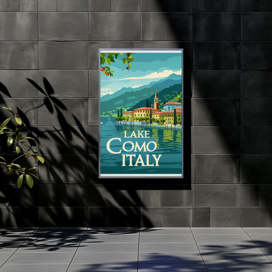 Lake Como Vintage Travel Poster - Waterfront Town