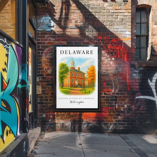 Wilmington Delaware Courthouse Autumn Travel Poster