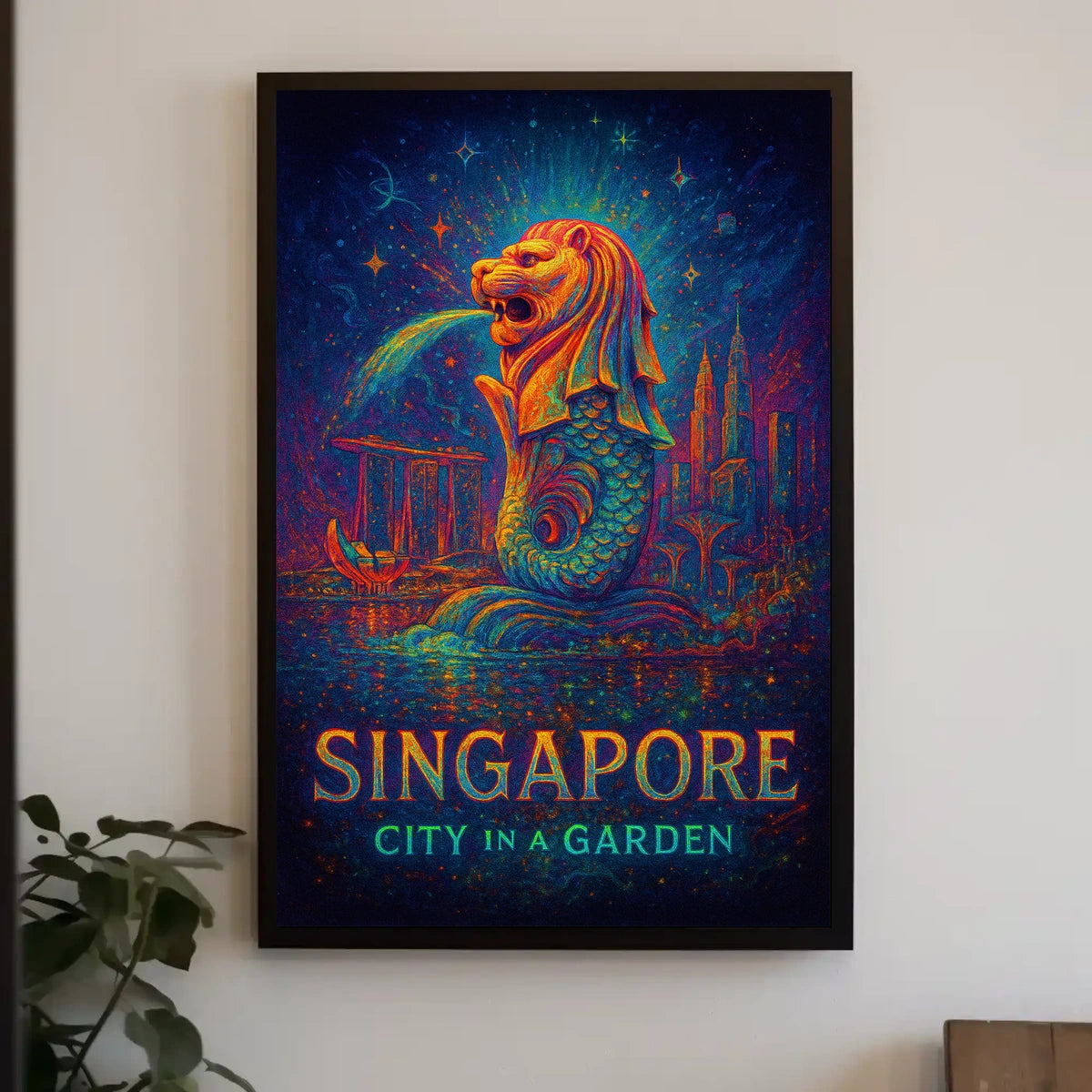 Singapore Skyline: Vibrant City in a Garden Poster