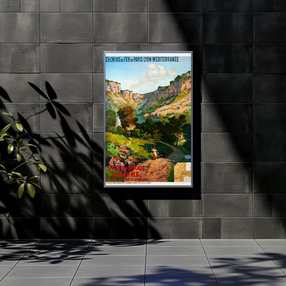 Baume Waterfall Jura France Landscape Vintage Travel Poster