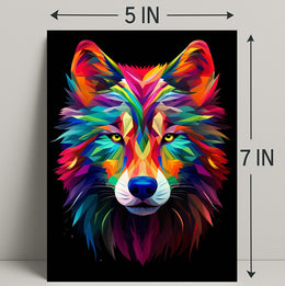 Vibrant Wolf Art Poster PosterGoat