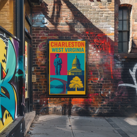 Charleston Landmarks Celebration Heritage Retro Art Poster