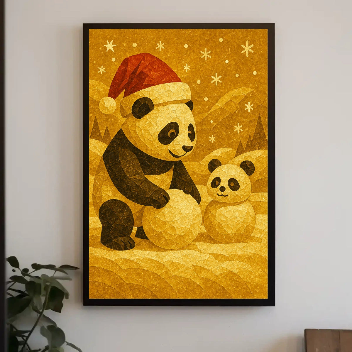 Festive Pandas in Winter Wonderland Poster