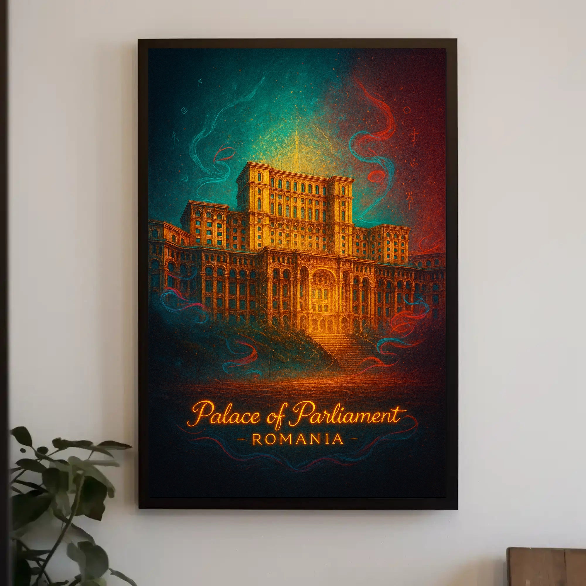 Palace Of Parliament Poster Romania Vintage Travel Art