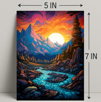 Vibrant Mountain Sunset Poster PosterGoat