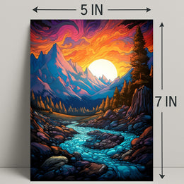 Vibrant Mountain Sunset Poster PosterGoat