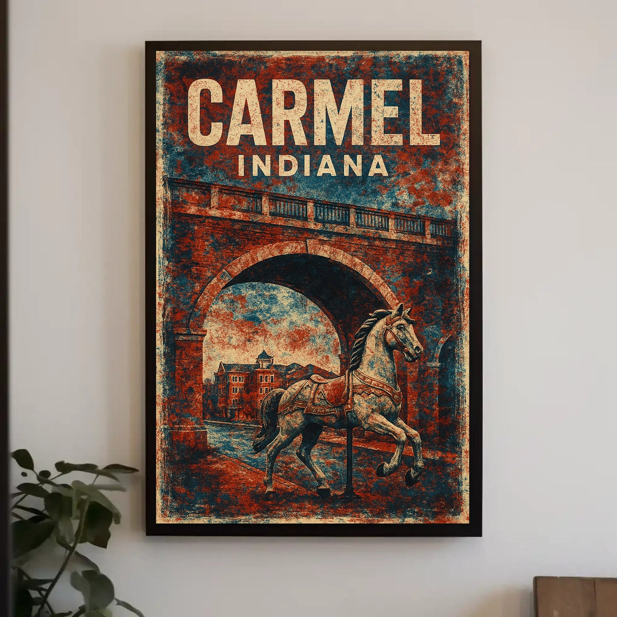 Carmel, Indiana Vintage Charm Vintage Poster