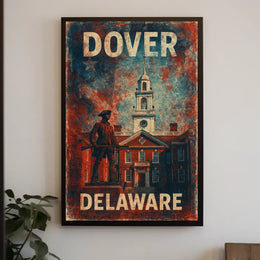 Dover Delaware Scenic Coastal Cityscape Vintage Poster