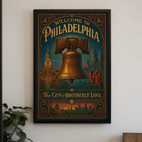 Philadelphia Vintage Poster: Liberty Bell & LOVE Sculpture