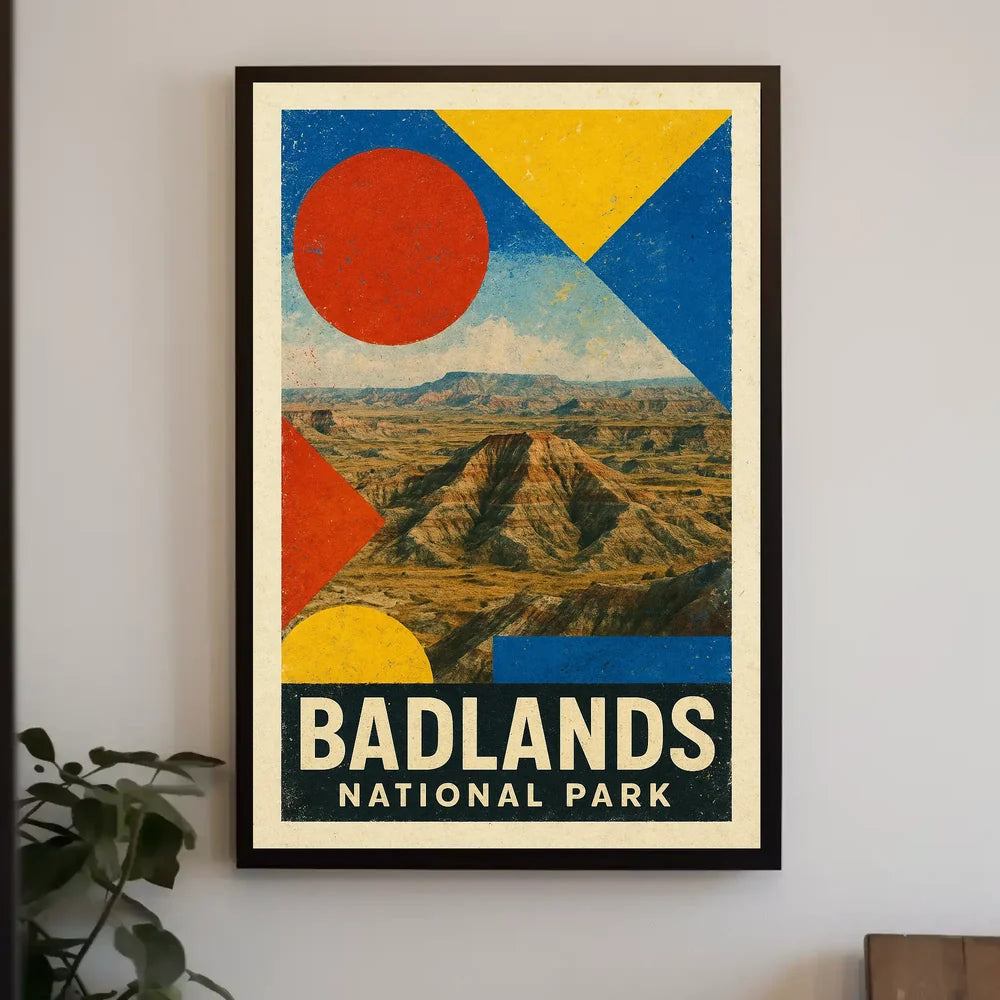 Badlands National Park Modern Geometric Abstract National Park Poster