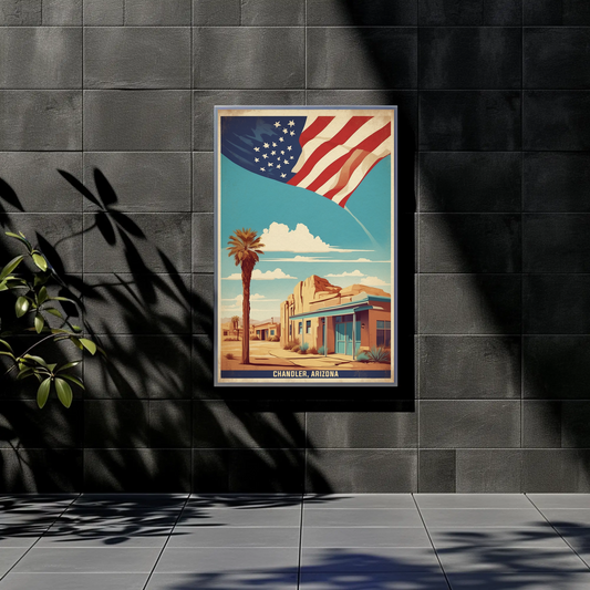 Chandler Arizona American Pride Vintage Travel Poster