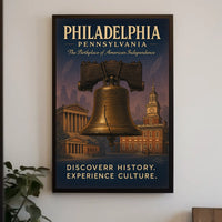 Philadelphia Liberty Bell Vintage Poster: Historical Landmarks