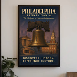 Philadelphia Liberty Bell Vintage Poster: Historical Landmarks