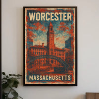 Worcester Massachusetts Skyline Minimalist Travel Poster