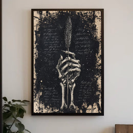 Gothic Skeleton Quill Abstract Artistic or Pop Culture Poster