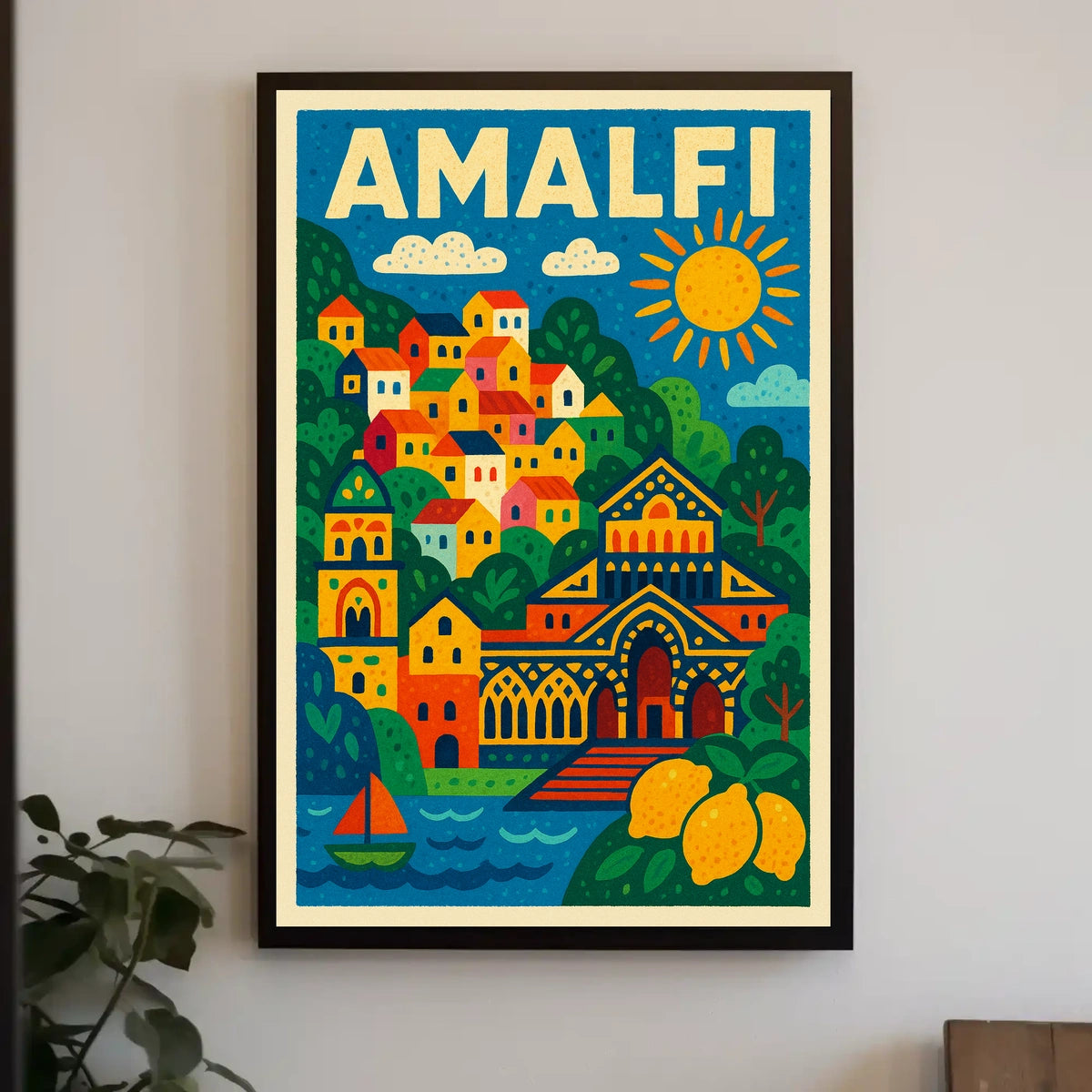 Amalfi Coast Illustration Poster