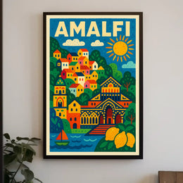 Amalfi Coast Illustration Poster