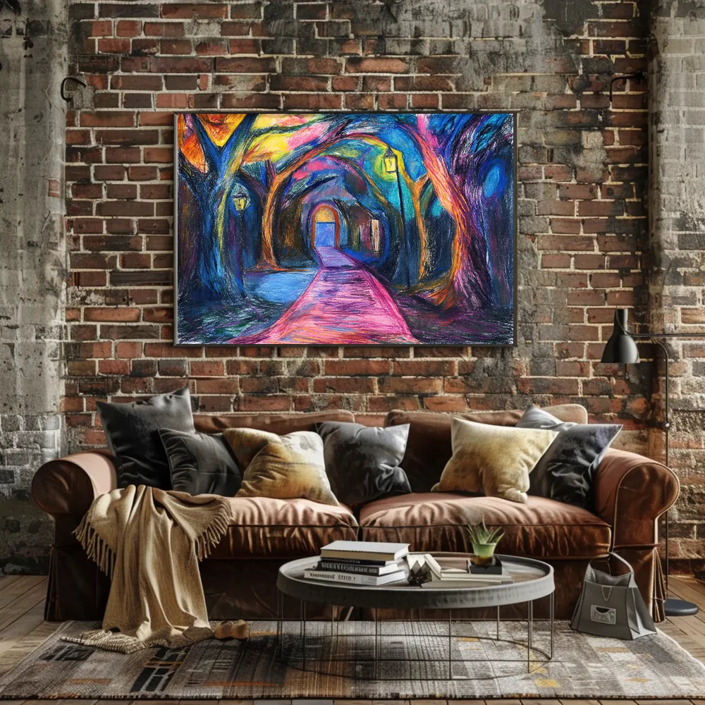 Enchanted Forest Pathway: Mystical Impressionist Art Poster