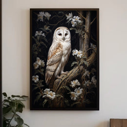 Owl Among Blossoms Poster PosterGoat