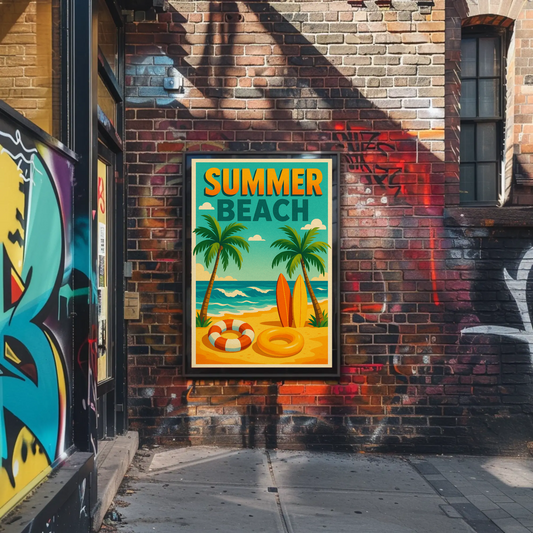 Summer Beach Palm Trees Travel Poster