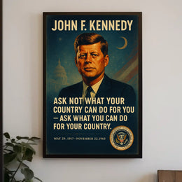 JFK Inspirational Patriotic Vintage Poster with Quote