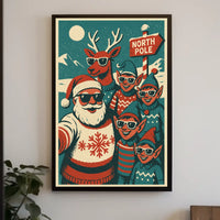 Festive North Pole Vintage Christmas Poster Art