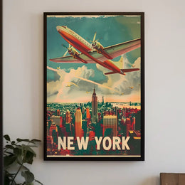 Vintage New York Aviation Poster Abstract Wall Art