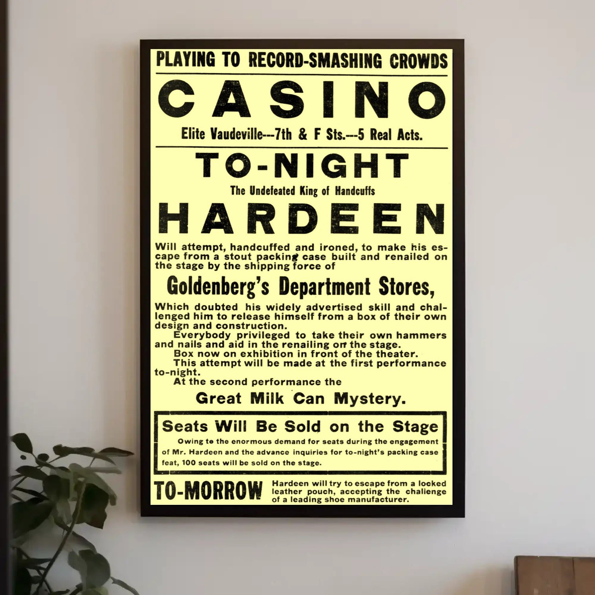 Vaudeville Escape Artist Hardeen Early 20th-Century Heritage Poster