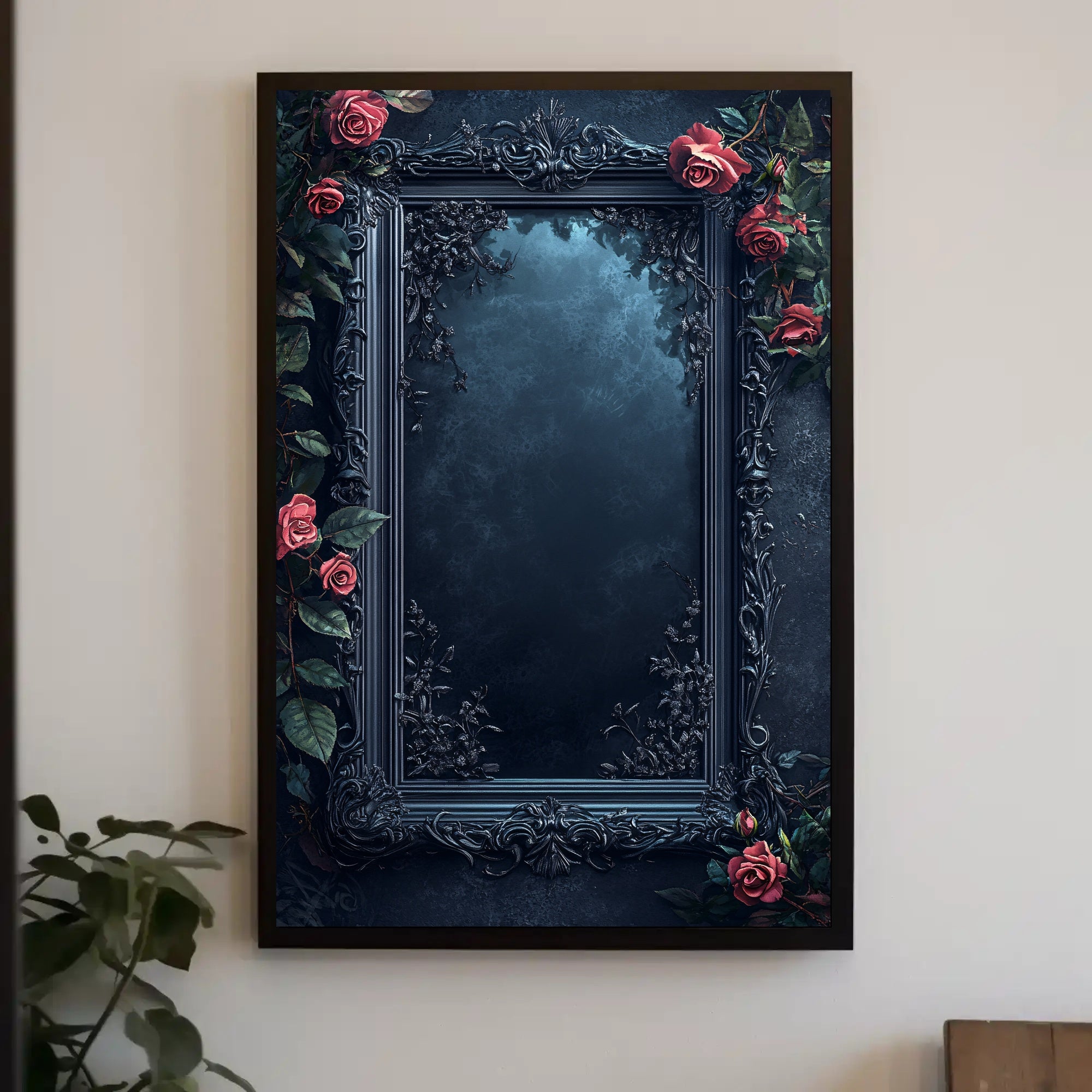 Enchanted Mirror With Roses Poster