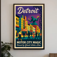 Motor City Magic Retro Urban Cityscape Poster