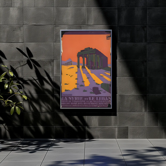 Syria Lebanon Baalbek Ruins Desert Vintage Travel Poster