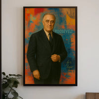 Roosevelt Portrait on Abstract Background: Historical or Presidential Poster