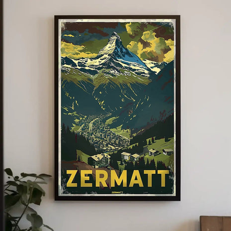 Matterhorn Scenic Travel Poster with Vintage Retro Design