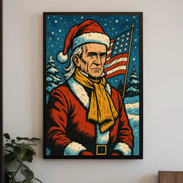 Santa Claus In Patriotic Winter Poster