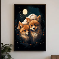 Moonlit Foxes Poster