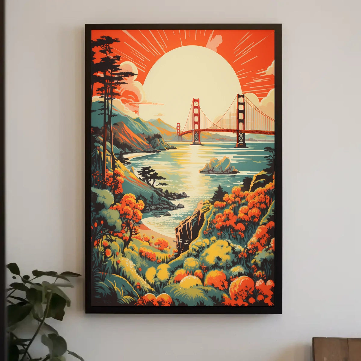 Golden Gate Bridge Vintage Travel Art Travel Poster