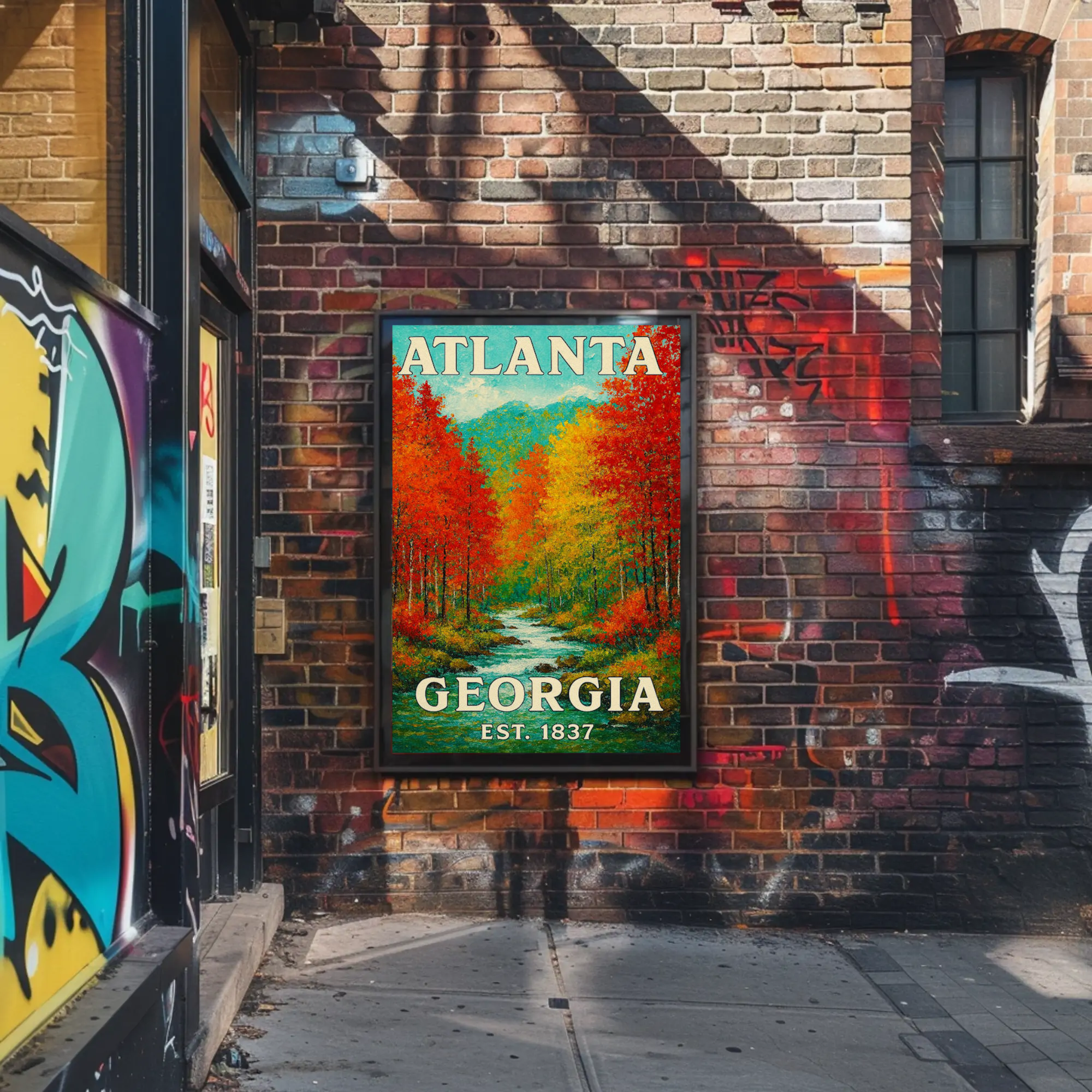 Atlanta Georgia Fall Colors River Est Travel Poster
