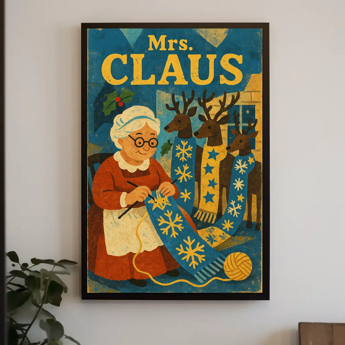 Mrs. Claus And Her Reindeer Poster
