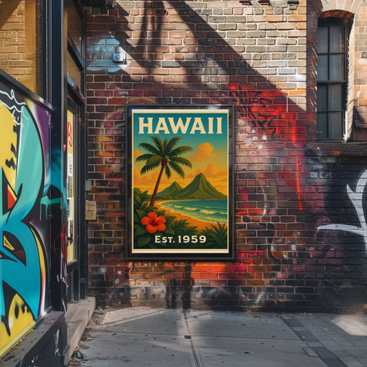 Hawaii Coastline Hibiscus Sunset View Poster