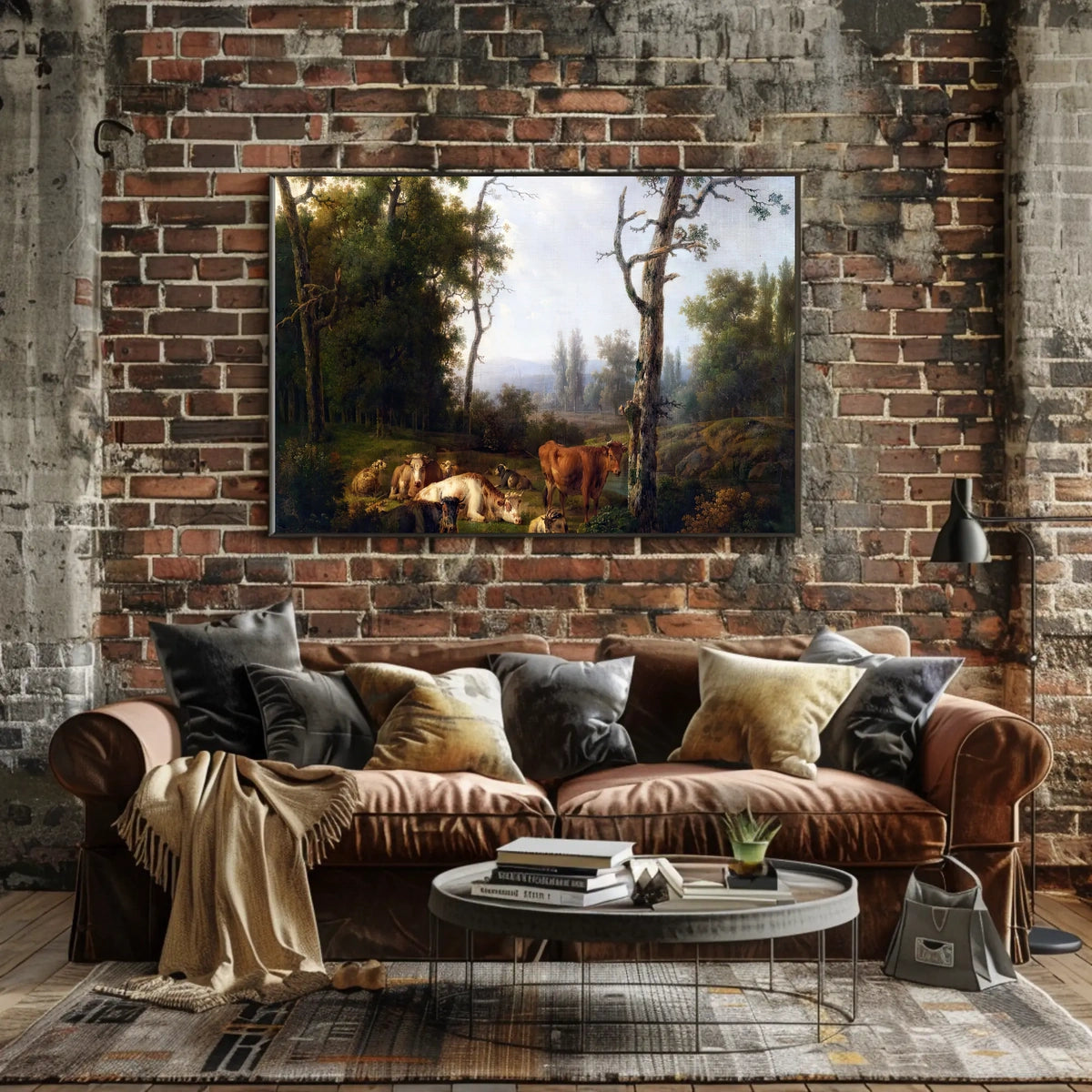 Serene 19th-Century Countryside Scene Animal Poster