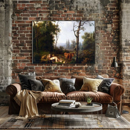 Serene 19th-Century Countryside Scene Animal Poster